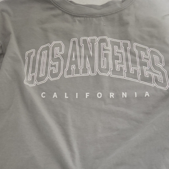 Los Angeles California Gray Long Sleeve Tee Crop Top - Picture 1 of 2